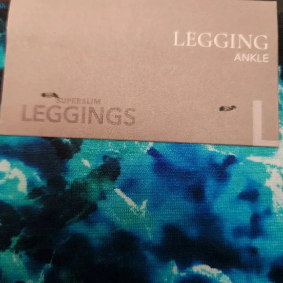 New Soft Surrounding Ankle Legging Women's Large Green & Blue Super Slim - Picture 4 of 8